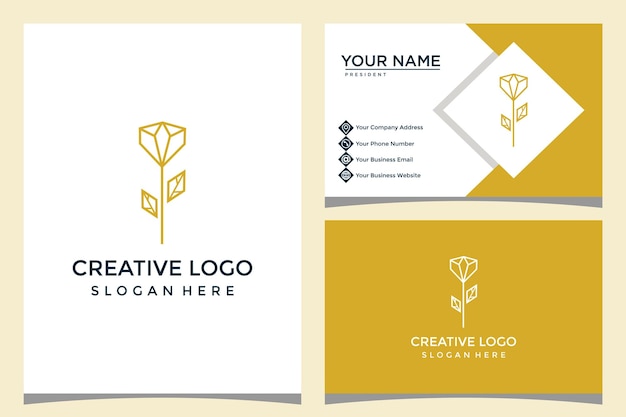 Modèle De Logo Design Rose Et Diamant Avec Conception De Carte De Visite