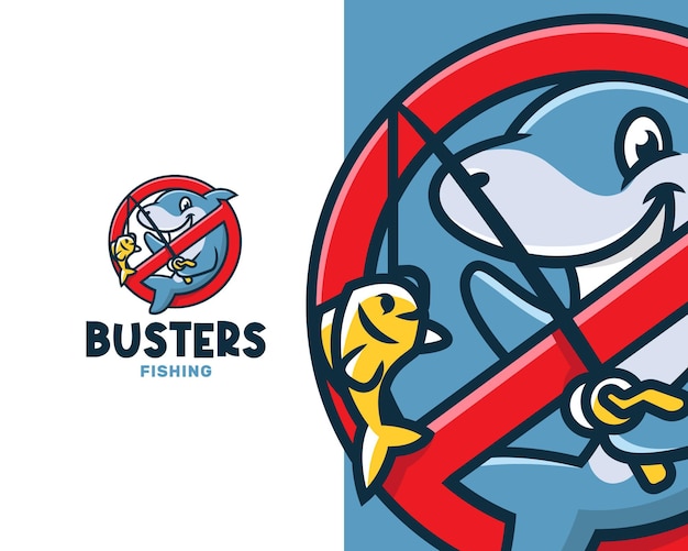 Modèle De Logo De Dessin Animé Fish Busters