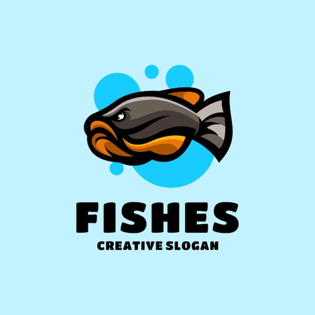 Modèle de logo de dessin animé de poisson