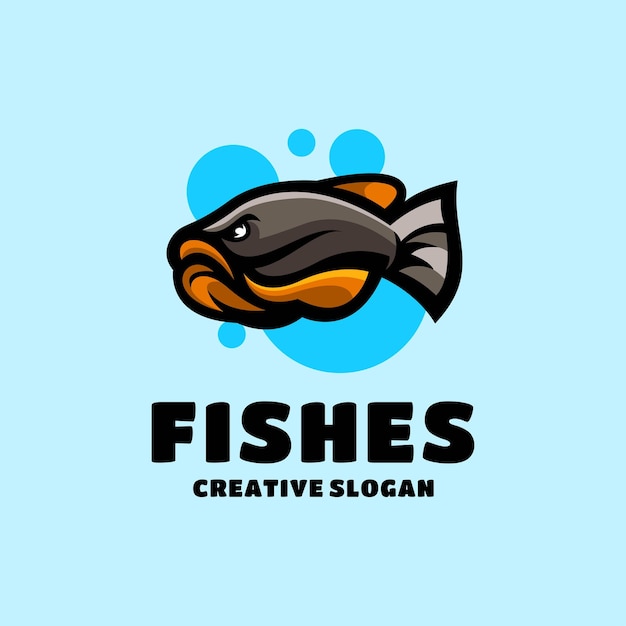 Vecteur modèle de logo de dessin animé de poisson