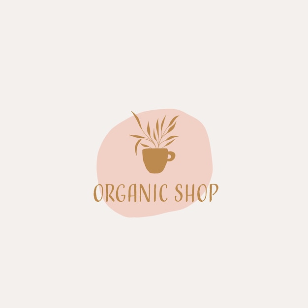 Modèle De Logo Dessiné à La Main Avec Tasse Et éléments Floraux Logo Tendance Simple Isolé