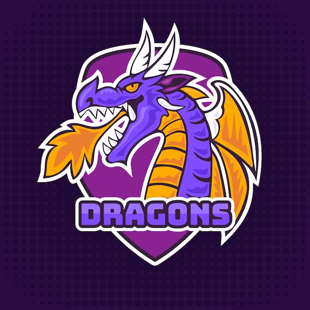 Vecteur modèle de logo de dragon esport dessiné à la main