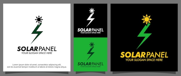 Modèle De Logo D'électricité Renouvelable Et De Panneau Solaire