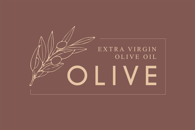 Vecteur modèle de logo élégant avec style linéaire simple de branche d'olivier