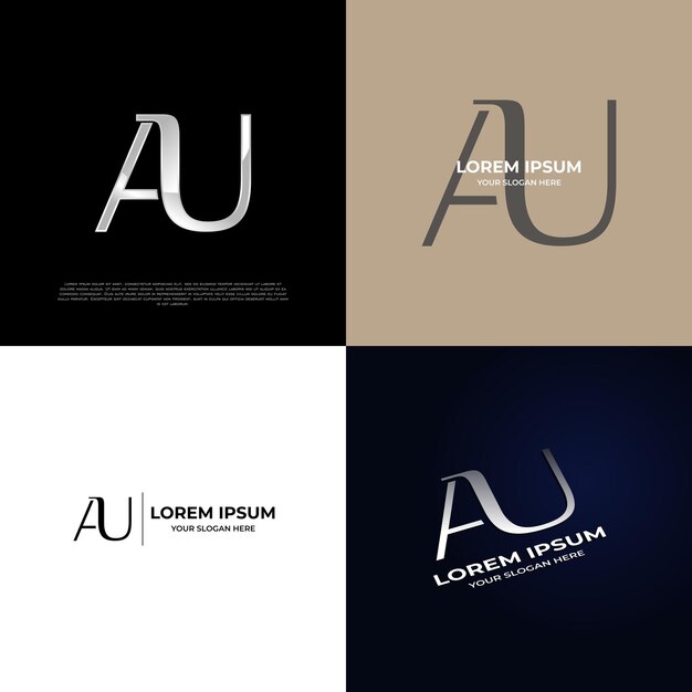 Modèle de logo d'emblème de typographie moderne initial AU pour les entreprises