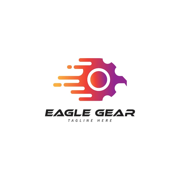 Modèle De Logo Engrenage Aigle, Vecteur