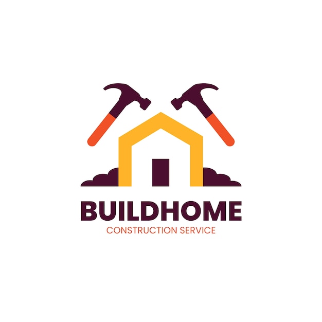 Modèle de logo d'entreprise de construction design plat