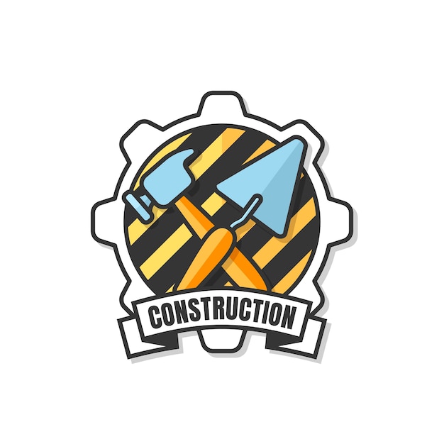 Vecteur modèle de logo d'entreprise de construction dessiné à la main