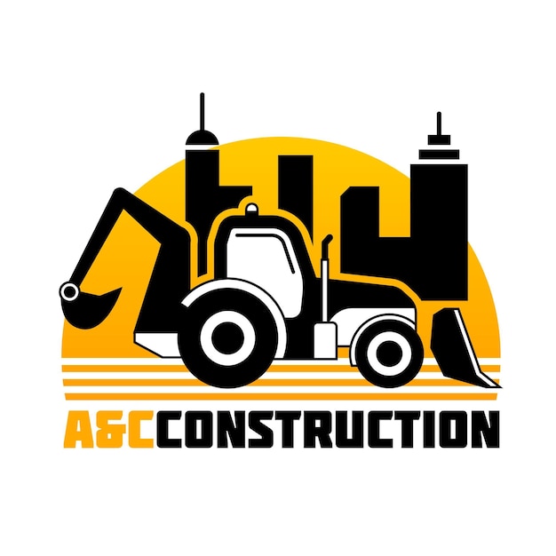 Modèle De Logo D'entreprise De Construction D'excavatrice
