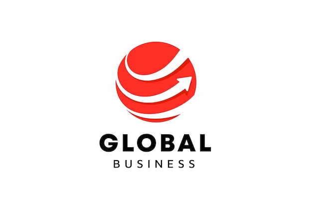 Vecteur modèle de logo d'entreprise le logo globe et flèche convient aux entreprises mondiales, aux technologies mondiales, aux médias et aux agences de publicité