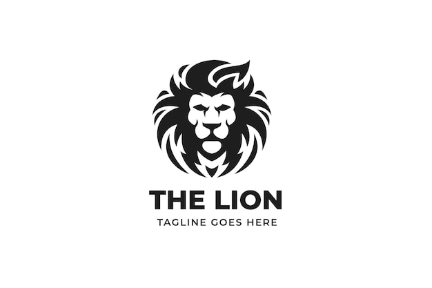 Modèle De Logo D'entreprise Tête De Lion Monochrome