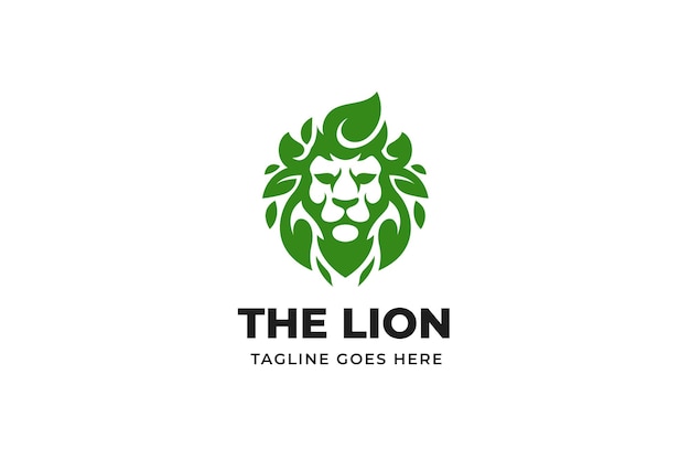 Modèle De Logo D'entreprise De Tête De Lion Sauvage Vert