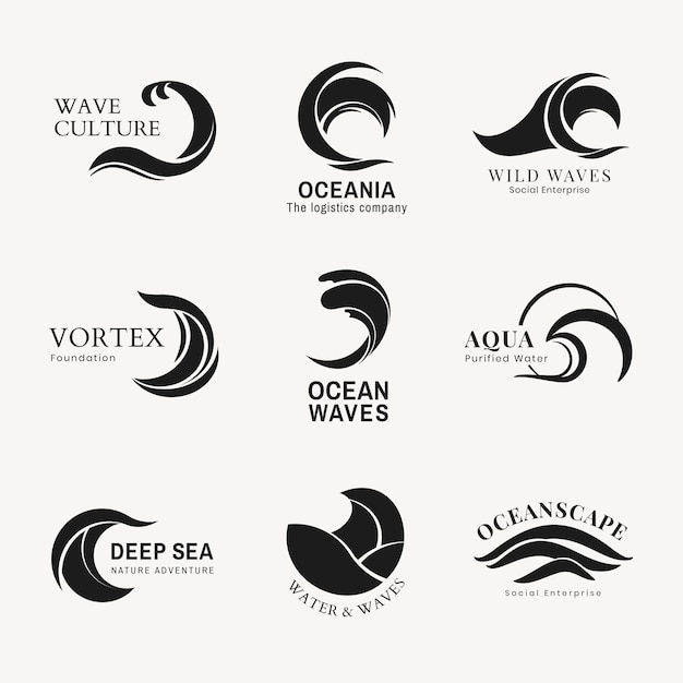 Modèle De Logo D'entreprise Wave, Collection De Vecteurs Graphiques Animés à L'eau Simple