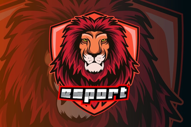 Modèle de logo d'équipe e-sports tête de lion