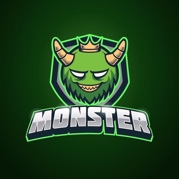 Vecteur modèle de logo esport monster vert