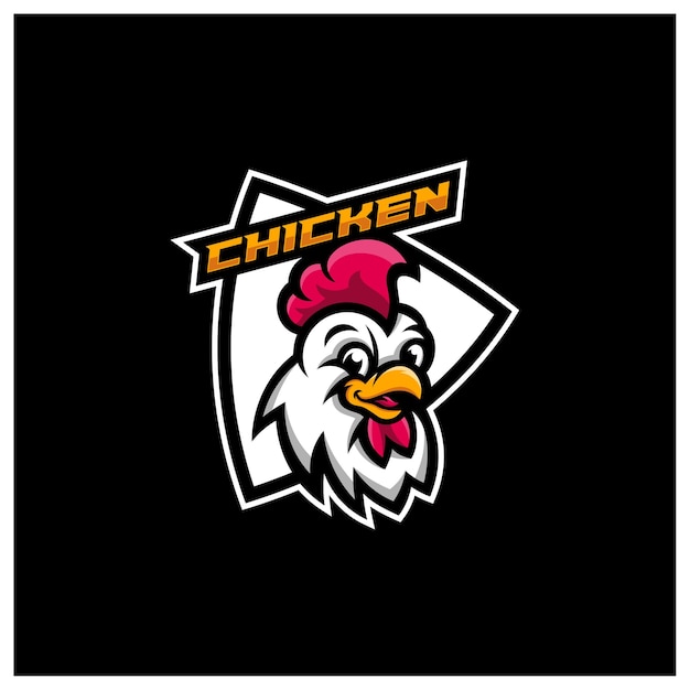 Modèle de logo esport sport mascotte tête de coq de poulet