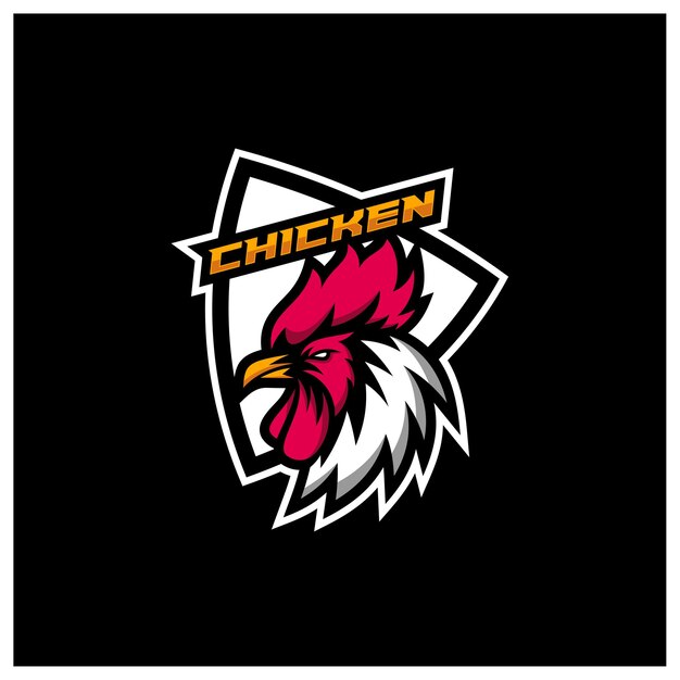 Modèle de logo esport sport mascotte tête de coq de poulet