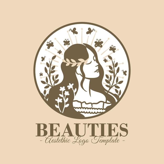 Vecteur modèle de logo esthétique de belles femmes