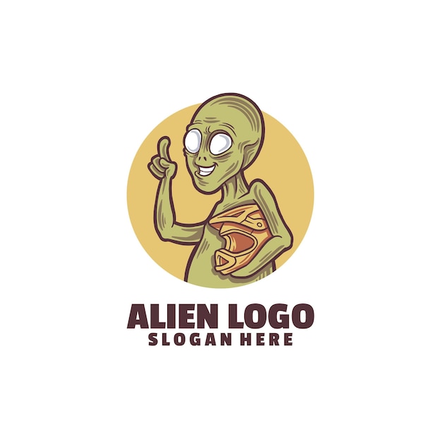 Modèle De Logo Extraterrestre Isolé Sur Blanc