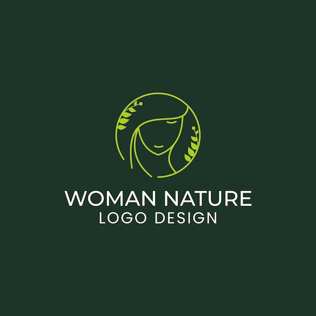 Vecteur modèle de logo de la femme de la nature