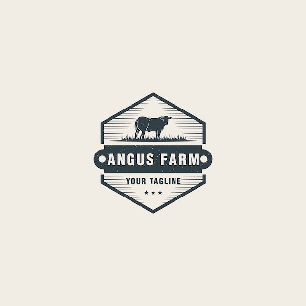 Modèle de logo de ferme Angus