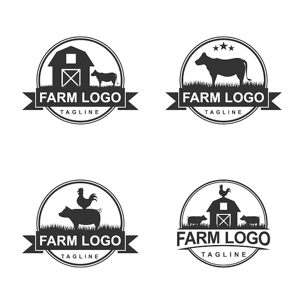 Modèle De Logo De Ferme Illustration Vectorielle