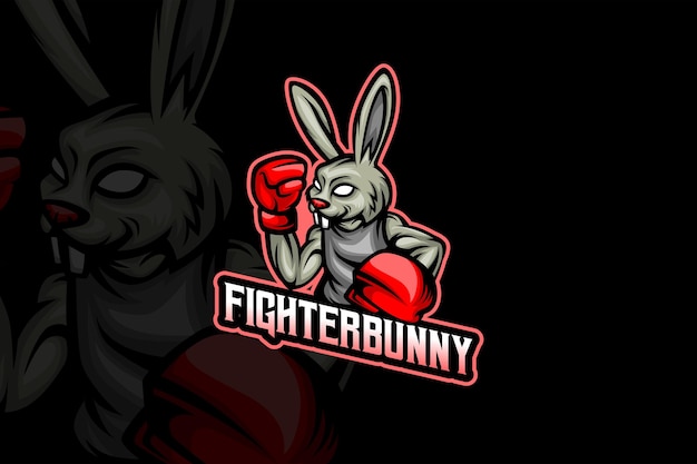 Vecteur modèle de logo fighter bunny - esport