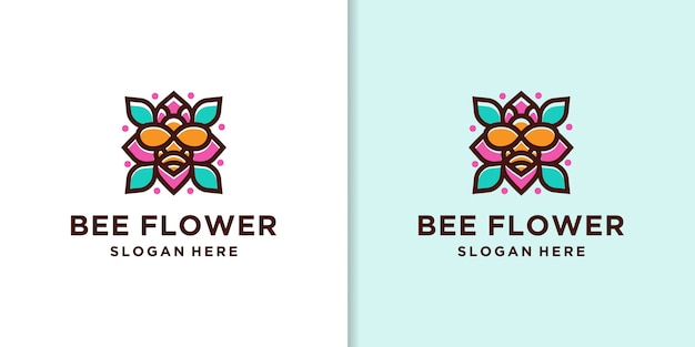 Modèle De Logo De Fleur D'abeille