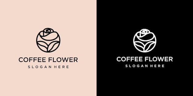 Modèle de logo fleur et café