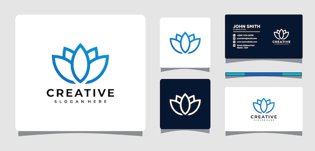 Modèle de logo de fleur de lotus beauté avec inspiration de conception de carte de visite