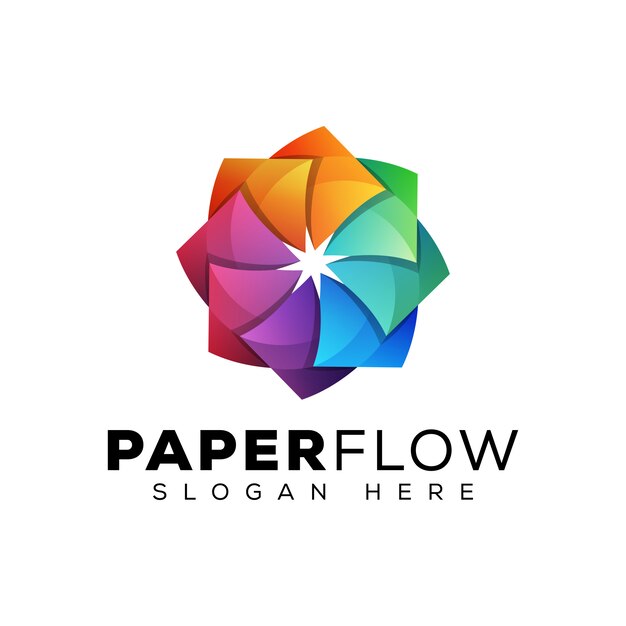 Modèle de logo de fleur de papier coloré moderne