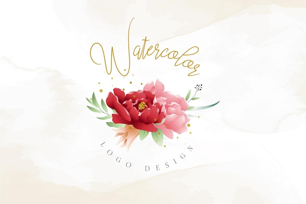 Vecteur modèle de logo floral aquarelle