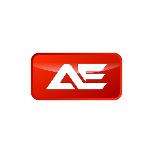 Modèle de logo en forme de rectangle de lettre initiale AE