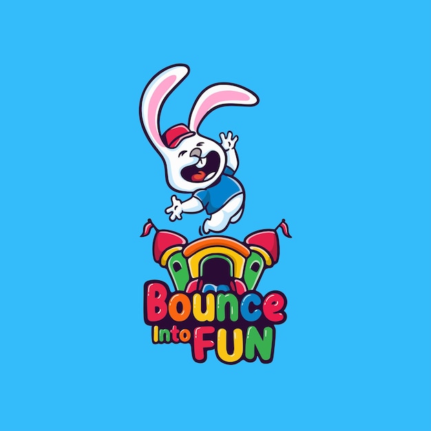 Modèle De Logo Fun Bounce House Happy Rabbit