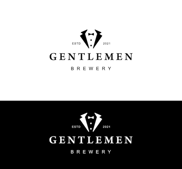 Modèle De Logo Gentleman Avec Smoking Et Noeud Papillon