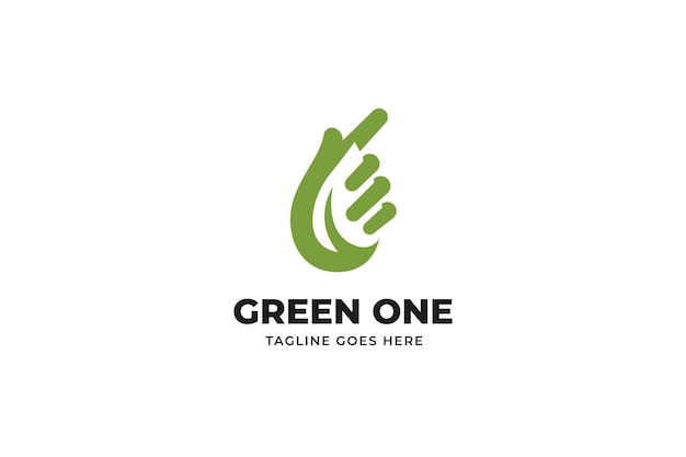 Modèle De Logo Green Hand One Nature