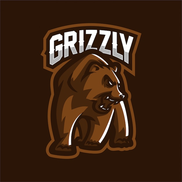 Modèle De Logo De Grizzly Ours Esport Gaming Mascotte