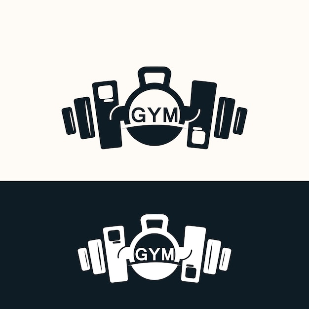 Vecteur modèle de logo de gym et de fitness style haltère et barbillon