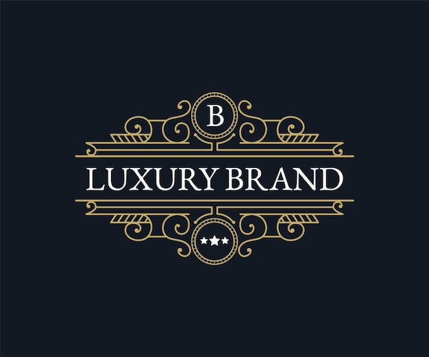 Vecteur modèle de logo héraldique emblème calligraphique victorien de luxe rétro avec cadre ornemental décoratif