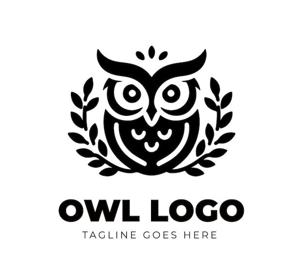 Modèle De Logo De Hibou à Design Plat Vectoriel