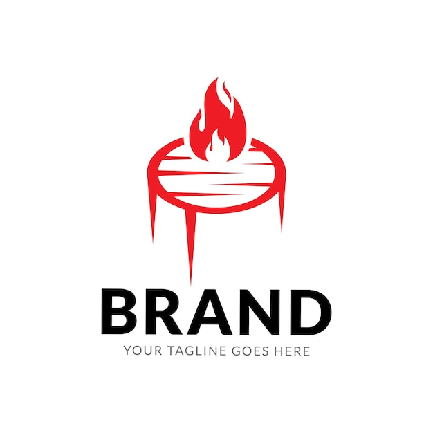 Modèle De Logo Hot Grill De Spatule à Feu.
