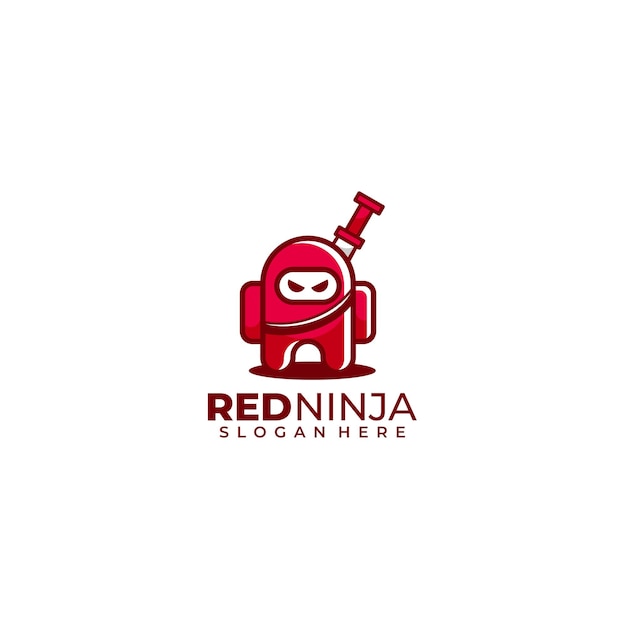 Modèle De Logo D'illustration De Conception Rouge Ninja