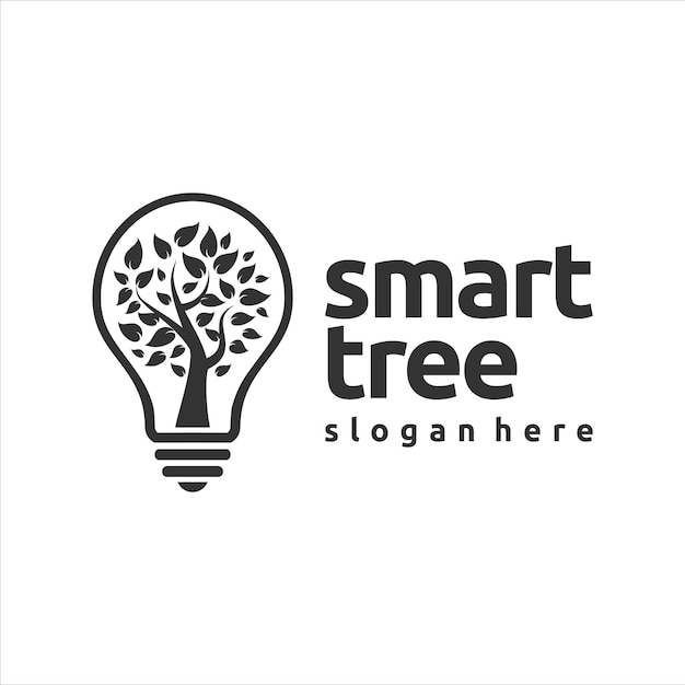 Modèle De Logo D'imagination D'arbre Intelligent, Conception Isolée Sur Fond Blanc.