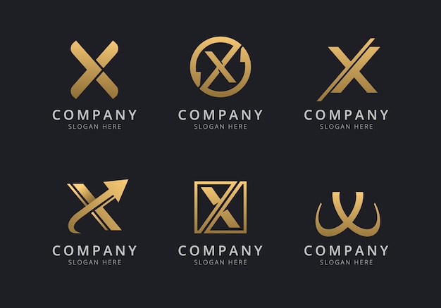 Modèle De Logo Initiales X Avec Une Couleur De Style Doré Pour L'entreprise