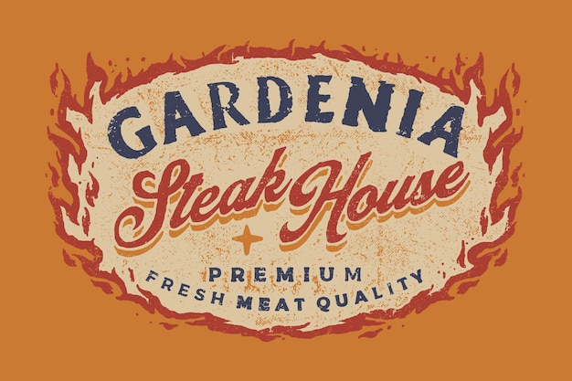 Modèle De Logo D'insigne De Steak House Vintage