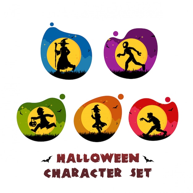 Modèle De Logo De Jeu De Caractères De Halloween