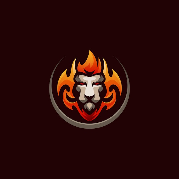 Modèle de logo de jeu Lion Fire