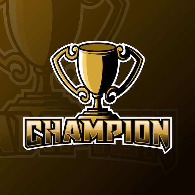 Modèle De Logo De Jeu Mascotte Trophée Champion