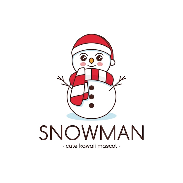 Modèle De Logo Kawaii Mignon Bonhomme De Neige