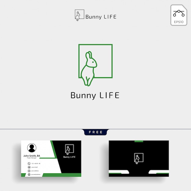 Modèle De Logo Lapin Lapin Avec Conception De Carte De Visite